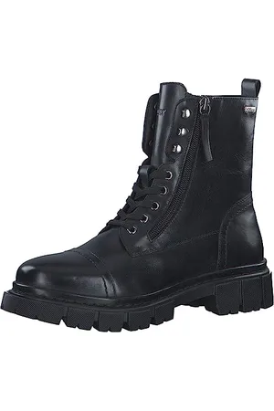 QS by s.Oliver Damen Stiefeletten ohne Absatz aus Leder Plateau (Black), 36