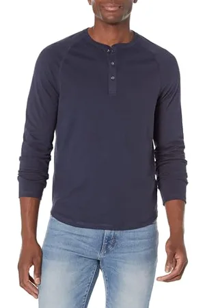 Amazon Herren Langärmeliges Henley-Shirt, Schmale Passform, , XXL