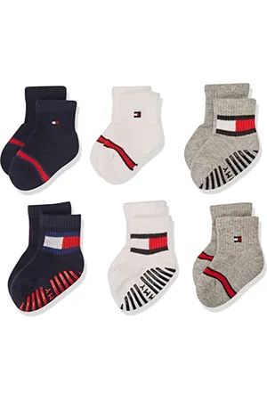 Tommy Hilfiger Unisex Baby Flag Sock 6 Pack, white grey navy, 19 EU