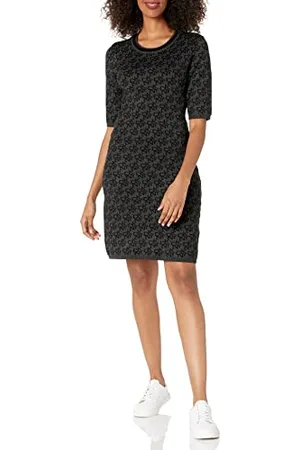 DKNY Damen Logo Intarsia Sweater Dress Kleid, , Groß