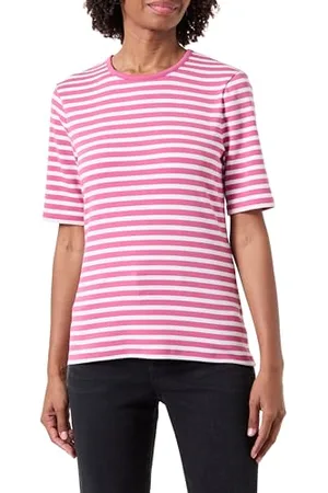 GANT Damen Slim Striped 1x1 Ribbed T-Shirt, , M EU