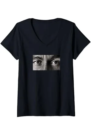 Bob Marley X David Burnett Official Black & White Eye Photo T-Shirt mit V-Ausschnitt