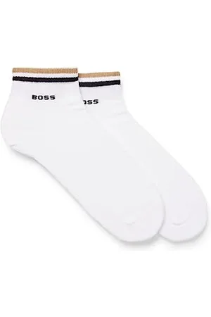 HUGO BOSS Herren 2P SH Stripe CC Zweier-Pack kurze Socken mit Signature-Streifen Weiß 43-46