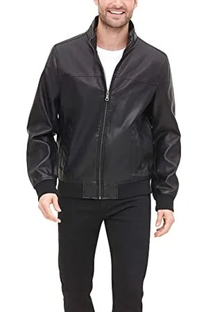 Tommy Hilfiger Herren-Bomberjacke aus glattem Lamm-Kunstleder, ungefüllt - - Small