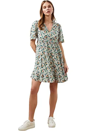 Trendyol Damen Multi-coloured Floral Casual Dress, Multi-color, 40 EU