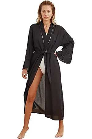 Trendyol Damen Strandmode, regulär, Basic, V-Ausschnitt, gewebte Kimonos und Kaftans, , 42