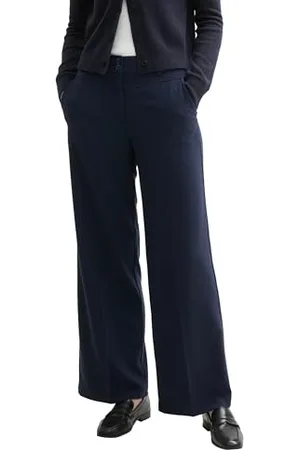 TOM TAILOR Damen Lea Wide Leg Hose mit Bügelfalte, , 32/30