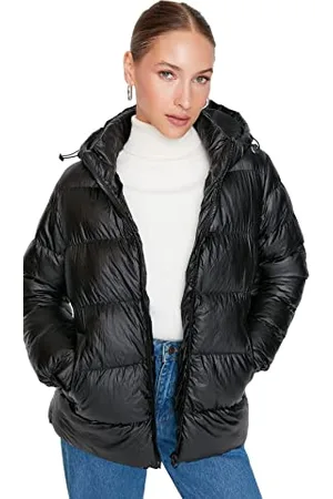 Trendyol Damen Damen Regular Puffer Plain Webstoff Winterjacke Coat, , L EU