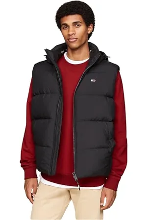 Tommy Hilfiger Herren Weste Essential Down Vest mit Kapuze, (Black), S