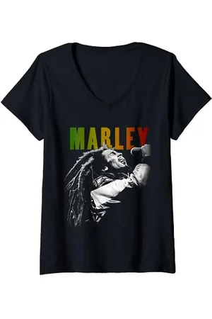 Bob Marley Rastaman Vibrationsgewaschen T-Shirt mit V-Ausschnitt