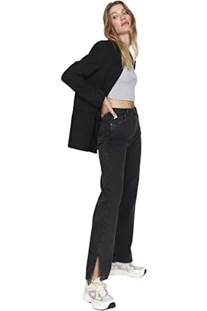 Trendyol Damen Herren Hoher Bund Wide Leg Jeans, , 32 EU