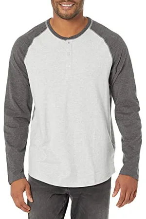 Amazon Herren Henley-Shirt mit langen Ärmeln und normaler Passform (erhältlich in Übergrößen), , XL