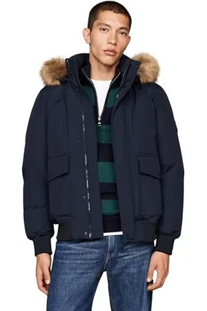 Tommy Hilfiger Herren Jacke Rockie Down Bomber abnehmbare Kapuze, , XXL