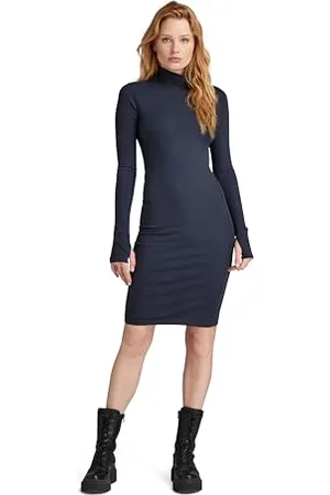 G-Star RAW Damen Slim Rib Dress Mock ls wmn, , S