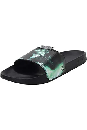 PUMA Unisex MAPF1 Graphic Leadcat FTR Schiebe-Sandalen, Black-Spectra Green, 42 EU