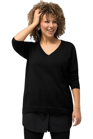 Ulla Popken Damen Blusen-Verlängerung, A-Linie, Elastikbund, gerundeter Saum, , 58/60