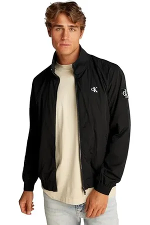 Calvin Klein Herren Windbreaker Jacke Unpadded Harrington mit Stehkragen, Schwarz (Ck Black), XL