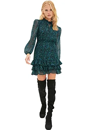 Trendyol Damen -gemustertes Volumenkleid Business Casual Dress Skater, , 38