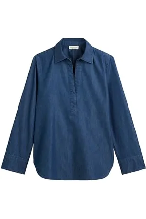 Marc O’ Polo Marc OߴPolo Damen Bluse mit V-Ausschnitt Regular Fit, Blau , 38