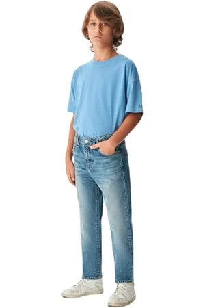 LTB Jungen-Jeanshosen Owino X B Gerade Mittlere Taille mit Reißverschluss aus Baumwollmischung in Mittelblau - Größe 140CM