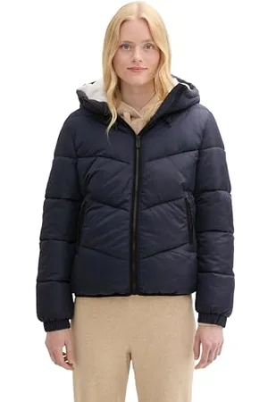 TOM TAILOR Damen 1042887 Puffer Jacke mit Kapuze, 10668-Sky Captain Blue, M