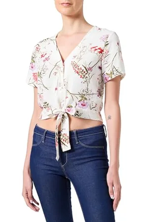 VERO MODA Damen VMEASY Joy S/S TIE Shirt WVN GA Kurzarmbluse, ,S