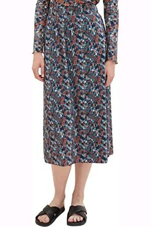 TOM TAILOR Damen 1037701 Plissee Rock mit Muster, 32370-navy small tie dye floral, 44