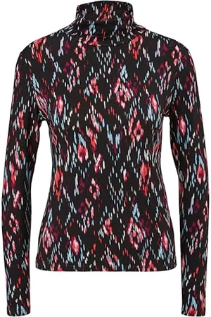 Comma, Langarmshirt mit Stehkragen und Allover Print