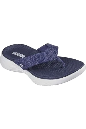 Skechers Damen On-The-go 600-15304 Flipflop, Marineblau/Weiß, 40 EU