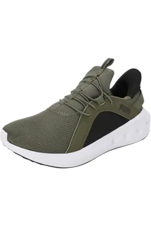 PUMA Unisex Softride Carson Sliptech Road Running Shoe, Olive Black White, 36 EU