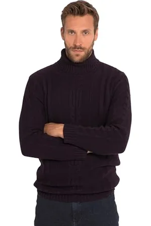 JP 1880 Herren Rollkragen, Wollmix, vorne Zopfmuster Pullover, , 5XL Größen