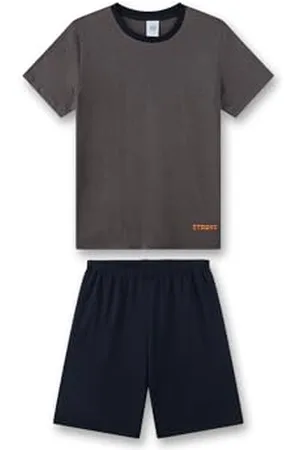 Sanetta Jungen-Schlafanzug kurz | Hochwertiger und bequemer Schlafanzug aus Baumwoll-Modal-Mix für Jungen. Kurzarm Schlafanzug mit im Ringel-Design | Pyjamaset für Jungen