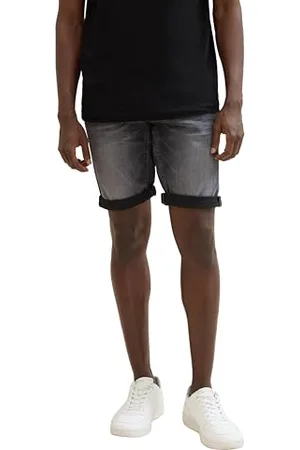 TOM TAILOR Herren Josh Regular Denim Shorts, dark stone black black denim, 33