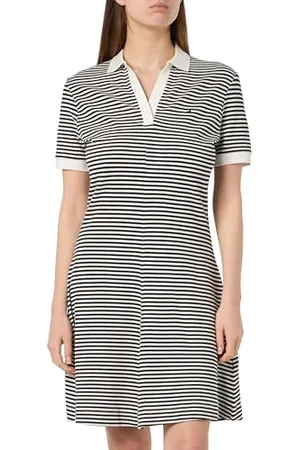 Tommy Hilfiger Damen Polokleid Kurzarm, Mehrfarbig (Breton Ecru/Desert Sky), XL