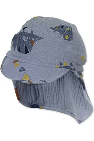 Sterntaler Baby Jungen Schirmmütze Baby Schirmmütze Nacken Dinosaurier - Schirmmütze Baby, Baby Mützen - aus Baumwolle - bleu, 49