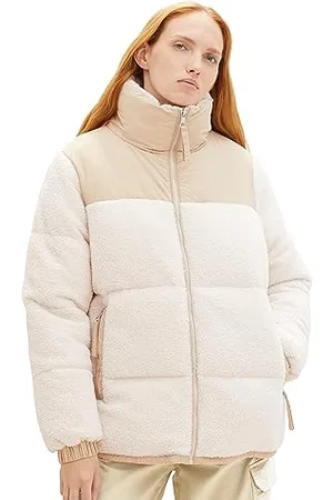 TOM TAILOR Damen 1037593 Teddy Puffer Steppjacke, 10348-Gardenia White, S