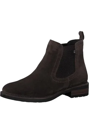 QS by s.Oliver Damen Chelsea Boots aus Leder mit Blockabsatz, (Brown), 38 EU