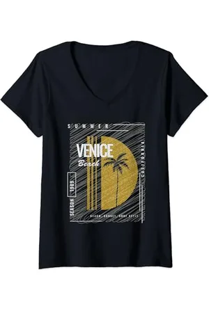 Venice Beach Retro-Sommerferien-Kalifornien-Venedig-coole Zitat-Grafik T-Shirt mit V-Ausschnitt