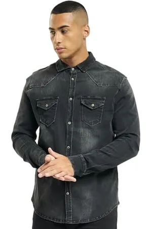 Brandit Riley Denim Shirt Long Sleeve, Farbe: Black, Größe: 4XL