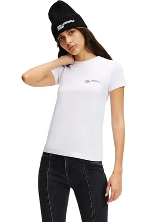 Karl Lagerfeld Damen, Slim Fit T-Shirt, Weiss, Mittel
