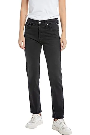 Replay Damen Jeans Maijke Straight-Fit, Black 098 (Schwarz), 25W / 30L