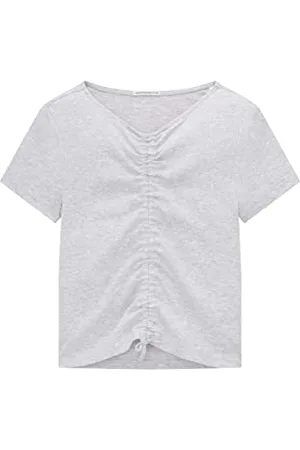 TOM TAILOR Mädchen Kinder T-Shirt mit Rippstruktur 1035699, Grau, 128
