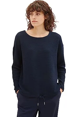 TOM TAILOR Damen 1038177 Sweatshirt mit Struktur & Kordelzug, 10668-sky Captain Blue, M