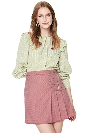 Trendyol Damen Damen Mini A-linie Skater Webstoff Rock Skirt, Altrosa, 40 EU