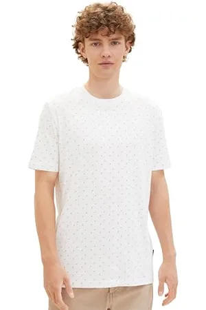 TOM TAILOR Herren Basic Crew-Neck T-Shirt mit Allover-Print, , L