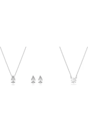 Swarovski : Attract Set, Tropfenschliff, , Rhodiniert & Attract Halskette, Rundschliff, , Rhodiniert - Schmuckset für Erwachsene, formell und elegant, Unisex, JEWELRY_SET