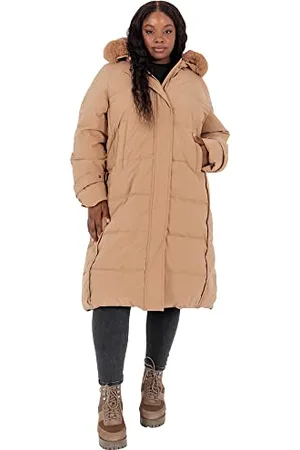 Lovedrobe Damen Ladies Plus Size Winter Jacket for Women Curve with Detachable Faux Fur Pockets Hooded Puffed Quilted Coat, , 44
