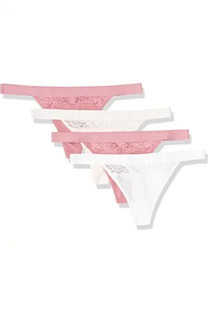Amazon Damen Tanga-Unterwäsche Baumwolle und Spitze, 4er-Pack, , 44