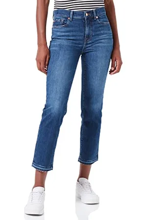 7 for all Mankind Damen The Straight Crop Slim Illusion With Let Down Hem Jeans, , 32W / 32L EU