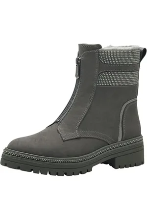 Marco Tozzi Damen Stiefeletten ohne Absatz Gefüttert mit Reißverschluss, Grau , 41 EU